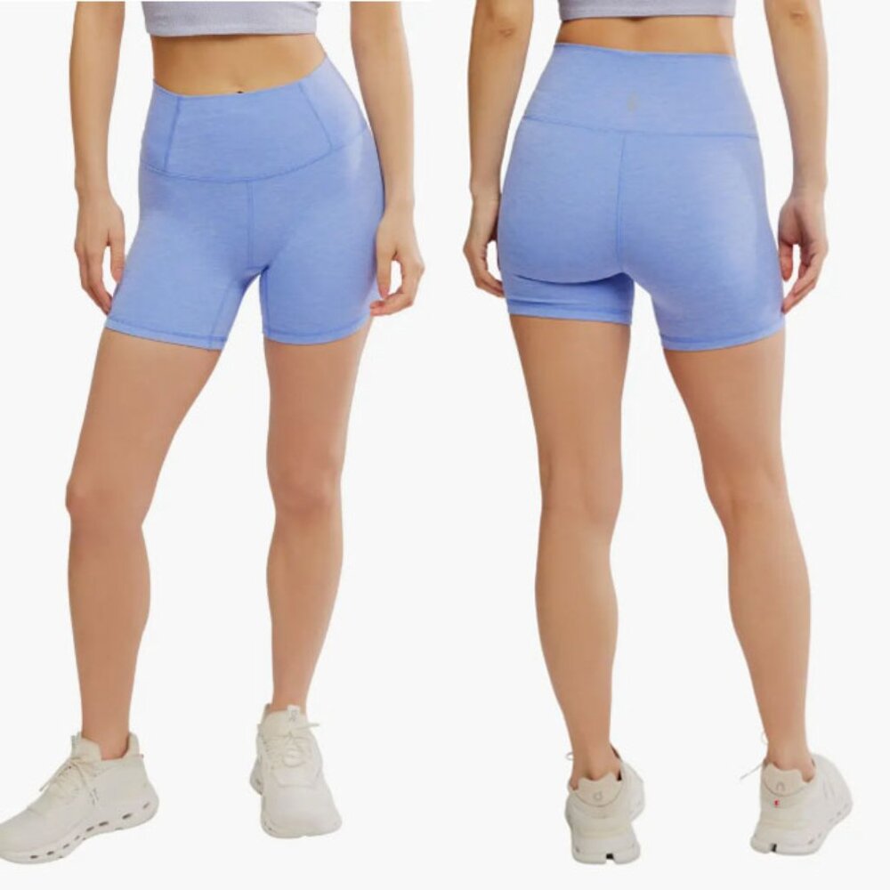 NEW FP MOVEMENT by FREE PEOPLE Never Better Heather Bike Shorts S Blueberry $48 - Picture 3 of 16